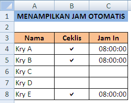 Cara menampilkan jam otomatis di excel